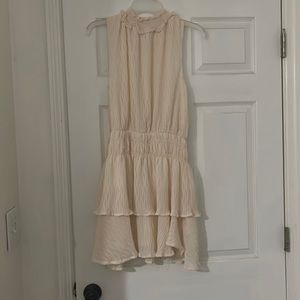 glam cream colored ruffle dress